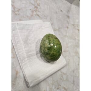 Vintage Polished Handcrafted Egg Unakite Serpentine Stone Green Carved